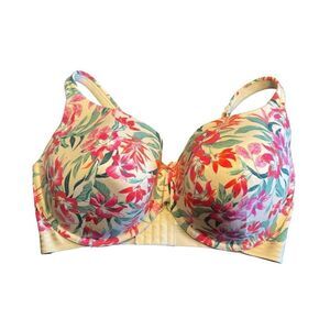 Cacique 42H tropical floral plus size comfort bra thick band